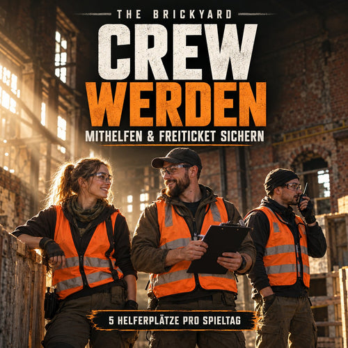 BRICKYARD CREW – Mithelfen und Freiticket sichern. Fünf Helferplätze pro Spieltag.